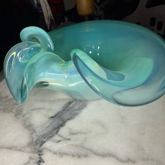 Cenedese Murano Blue Art Glass Biomorphix Organic Shaped Bowl 60's Vintage - Picture 3 of 8